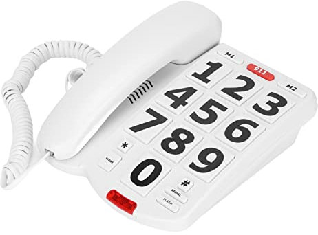 Annadue LD-265 Teléfono Fijo con Botones Grandes, teléfono con Cable y Botones Grandes para Personas Mayores con discapacidad Visual, pérdida auditiva, teléfono Fijo con Tono de Llamada Extra Alto