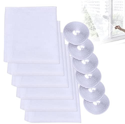 6 Pcs Moustiquaire Filet de Fenêtre, Moustique Protecteur, Moustiquaire Filet Bricolage, avec 6 Rouleaux de Rubans Auto-adhésifs, 130 * 150cm (Blanc)