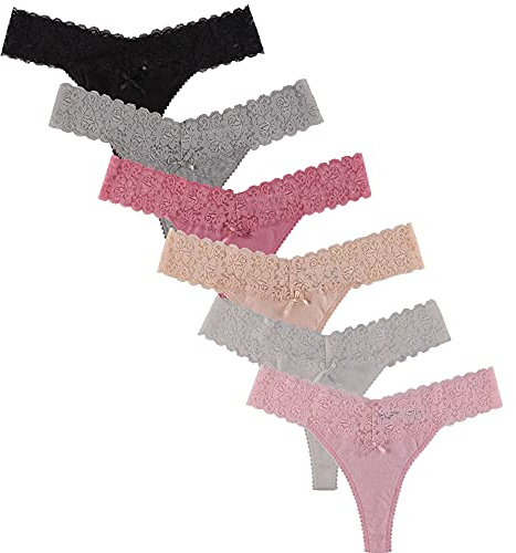 UWOCEKA Cotton Thongs - Thongs for Women Pack, Cute Underwear Sexy Panties for Lady(6A,Medium)