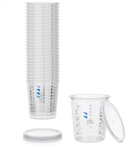 BenBow Tasse à mesurer professionnelle 25x 680ml avec 3x couvercle - graduations multiples - Gobelets gradués Gobelets de mélange pour peinture Gobelets de mesure pour peinture Gobelets de mélange