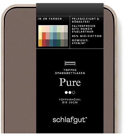 Schlafgut Pure Topper Spannbettlaken 180x200cm bis 200x220cm Sand Deep, Spannbetttuch aus weicher Biobaumwolle