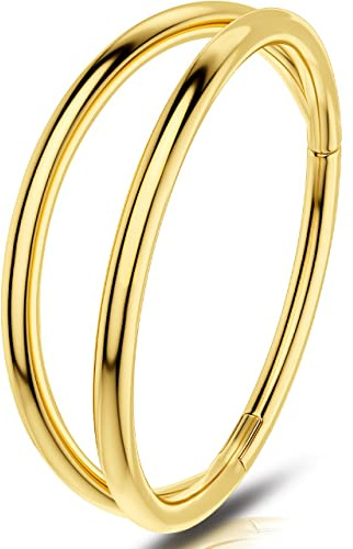 OUFER 20G 10mm Piercing Naso Hoop Anelli Argento Oro 316L Acciaio Chirurgicale Helix Hoop Hinged Clicker Anello Septum Conch Daith Tragus Rook Cartilage Orecchini Gioielli