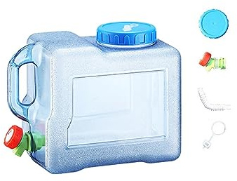 Portable Water Container with Faucet Water Bucket Water Jug Versatile Lightweight Water Barrel 10cm Opening Mouth for Car Driving, 8 Liters