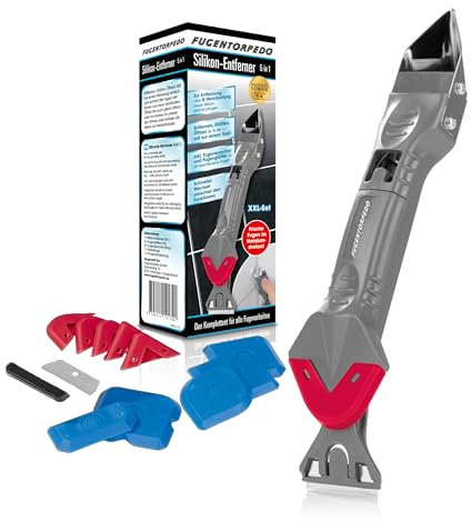 Fugentorpedo FUGENTORPEDO 2x Silikonentferner 5in1 zur Entfernung alter und Verarbeitung neuer Silikon- und Acrylfugen | Entfernen und Glätten mit nur einem Tool für 28 verschiedene Fugen