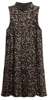 Superdry Damen Ärmelloses A-Linien-Minikleid mit Pailletten Bronzefarben Mega Pailletten 40