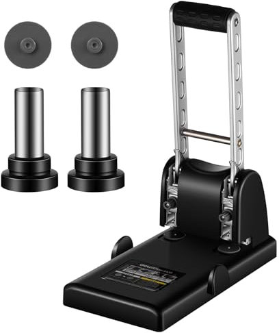 Robuster 2-Lochstanzer, 6 mm, 100 Blatt, Lochabstand, 80 mm Lochabstand, robuster Papierstanzer für Schule, Büro, Zuhause, Schwarz