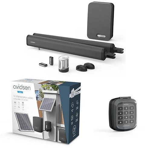 Kit automazione cancello a battente 2 ante 24V Teha 410 Avidsen con Pannello Solare e Tastiera a codice wireless