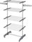 HOMCOM Stendibiancheria Pieghevole in Acciaio Inox e Plastica, Stendino Verticale Salvaspazio Estensibile a Torre con 6 Ruote, Ganci e 4 Ripiani Regolabili per Interni, 142x55x172 cm, Grigio Argento