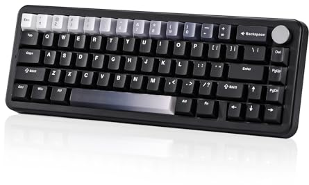 YUNZII B68 Wireless Mechanical Keyboard,Tri-Mode BT5.0/2.4GHz/USB-C Hot Swappable Gasket,RGB Backlit NKRO, Cute Keyboard for Win/Mac (Black, Milk V2 Switch)