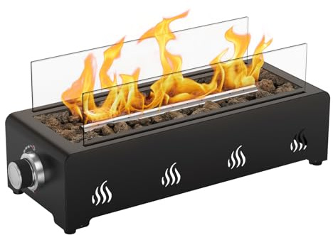 Onlyfire 18 Inch Tabletop Gas Fire Pit with Hose & Lava Rocks, 3.2 kW