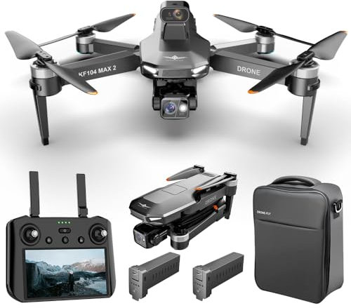X-Verse KF104 MAX2 Drone with 4K EIS Camera, RC Screen, 6KM Remote Control Distance, 3-Axis Gimbal, Avoid Obstacles in 4 Directions, Digital GPS Transmission Drones Quadcopter, 2 Batteries