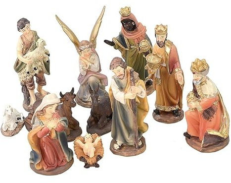 ICE TOYS Mini Nativité, lot de 11 pièces, polyrésine, dimensions 7 cm