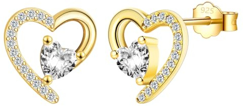 Boucles d'oreilles pour femme, boucles d'oreilles à tige délicates et hypoallergéniques en forme de cœur en oxyde de zirconium │ Boucles d'oreilles en forme de cœur pour mariage, Noël, anniversaire de