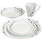 16pc Dinnerware Set - 4 Porcelain Bowls, 4 Mugs, 4 Side Plates & 4 Dinner Plates - Microwave & Dishwasher Safe - Ideal for Cereal, Desserts, Lunch, Dinner - Elegant Tableware (Black Floral)