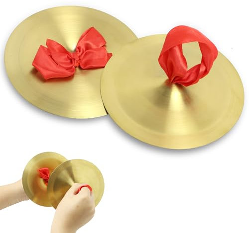 Platillos de Choque en Latón de 15 cm, Juego de 2 Platillos de Mano para Percusión, Instrumento Musical para Niños y Adultos, Apto para Educación Musical y Actuaciones
