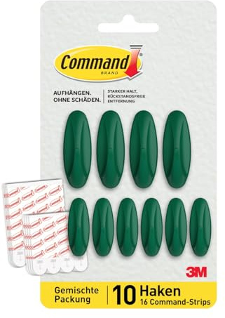 Command Designer Adhesive Hooks, Watermelon Color - 10 Wall Hooks (4 Large, 6 Medium) & 16 Indoor Adhesive Strips (8 Large, 8 Medium) - Damage-Free Hanging, Decorating & Organizing