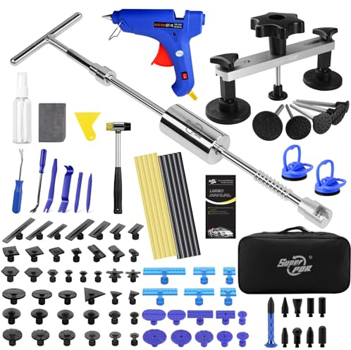 PDR TOOLS Outils de Réparation Carrosserie - Kit Débosselage Pro Auto avec Marteau Coulissant, Pistolet et Bâtons à Colle - Outil Débosselage sans Peinture PDR, Réparation Bosses Carrosserie Voiture