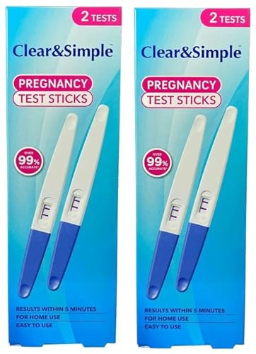 Clear and Simple Pregnancy Test 4 Pack – Early Detection 99% Accurate HCG Urine Sticks | Fast Results Within Minutes | Home Testing Kit Sensitive and Easy to Read for Women