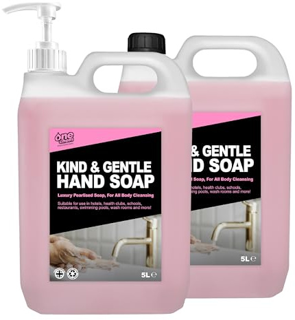 One Chem Pro Kind & Gentle Hand Soap, 2 x 5 Litres with Pump Dispenser, Luxury Soap for Commercial Use