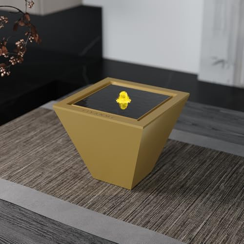 8.7 Metal Tabletop Water Fountain Indoor, Mordern Decor for Office & Home, Flame Shape Water Feature with LED-Lights