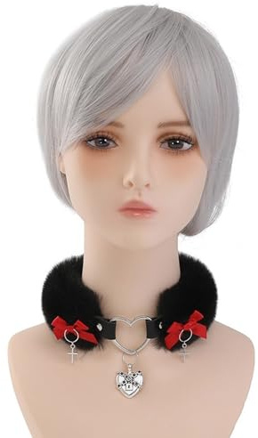 ZYKEJJDDAK kraghalsband för kvinnor, hjärthänge kraghalsband choker plysch chocker halloween, 3545cm, Plysch