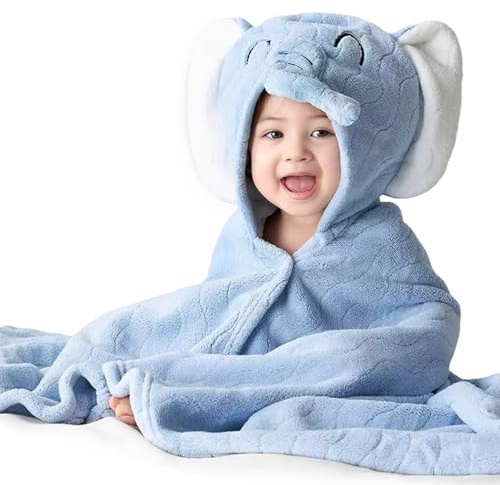 HAGOT Babyhandduk med huva, 120 x 84 cm mjuk varm absorberande babybadhanddukar, absorberande stor badhandduk för nyfödd baby pojke och flicka