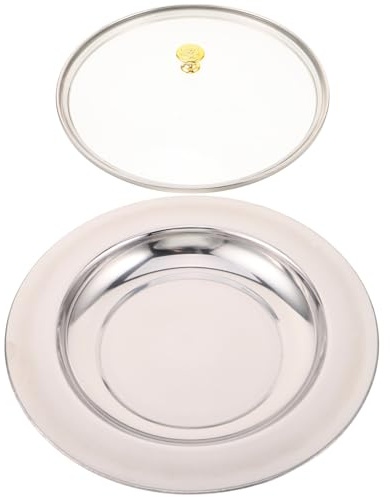 IWOWHERO Bandeja De ComunióN De Acero Inoxidable con Tapa De Vidrio Y Cubierta Dorada Plato Sagrado para Servir Pan Y Vino En Ceremonias Religiosas Y Bautizos Juego Multifuncional para Iglesias