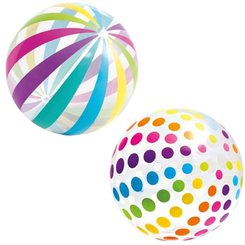 LINYIJOY Pelota de agua inflable, 2 unidades, pelota de playa para niños con gran alcance, pelota de agua inflable para piscina, multicolor, para verano, exterior, jardín, piscina, playa, juguetes