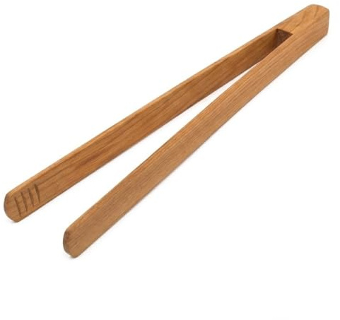 BICB 12-Inch Premium Cherry Wood Toaster Tongs – Single Piece Natural Wooden Tongs for Toast, Bread, Salad & Meat – Durable Heat-Resistant Kitchen Tongs with Ergonomic Easy-Grip Design