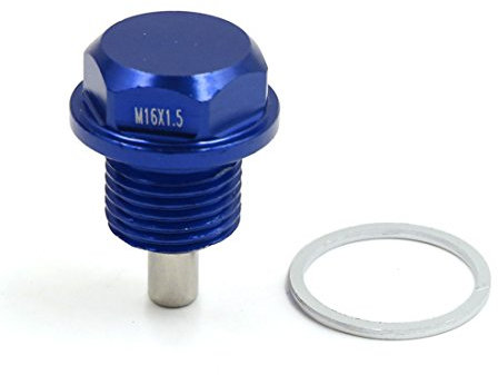 sourcing map Magnetische Ölablassschraube M16X1,5 Ölwannenwanne Aluminiumlegierung Motorölwanne Ablassschraube mit Dichtring Blau