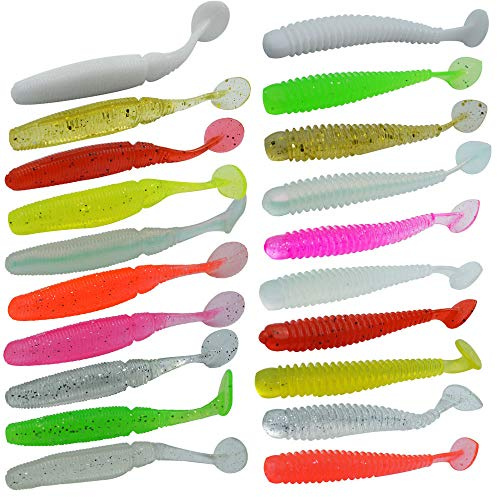 Senven Artificial lombriz, Silicona Suave biomimética Cebo lombriz Señuelos Pesca lombriz Simulación Gusanos Rojos plástico Ambiente Verde Fuerte tentación Cebo Falso Worm - 20Pcs