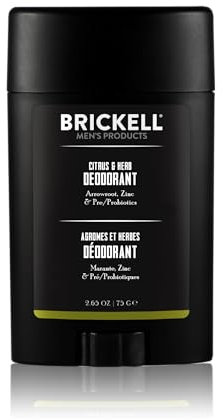 Brickell Men's Products Desodorante natural para hombres, natural y orgánico, sin aluminio, alcohol ni bicarbonato de sodio, 78 ml (Cítricos y Hierbas)