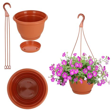 KADAX Blumentopf aus Kunststoff, Hängetopf mit Haken, robuster Topf für Pelargonien, Fuchsien, Pflanztopf, Leichter Blumenkübel, Hängeblumentöpfe (⌀ 18 cm)