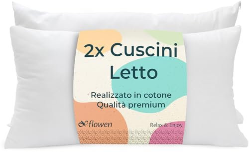 Flowen Kopfkissen 50x80 cm Kissen für Bett 50 x 80 2er Set Bettkissen Hypoallergene Anti-Milben Weiche Kissenfüllung mit Weicher Gesteppter Kopfkissenbezug Abnehmbarem und Waschbaren Schlafkissen