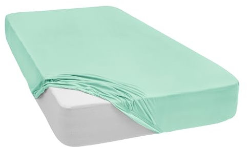 Spannbettlaken Jersey Spannbetttuch 100% Baumwolle Bettlaken Spannbettuch Laken 28 Farben, Größe:70 x 140 cm, Farbe:Hell Mint