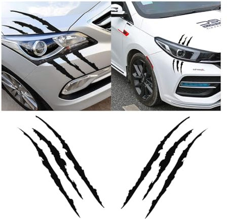 JNNJ 2 Stück Autoaufkleber Krallen Kratzer, Reflektierende Autoaufkleber Krallen Kratzer, Wasserdichtes Monster Kralle Kratzer Abziehbild, Für Motorräder(Schwarz)