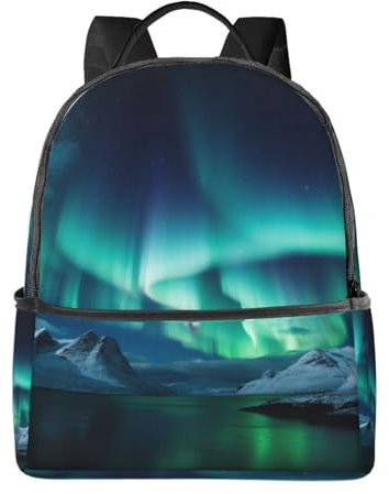 KCGSDEGV Schöner Rucksack mit Nordlichtern, bedruckt, leicht, Wanderrucksack, Tagesrucksack, Reiserucksack für Damen und Herren