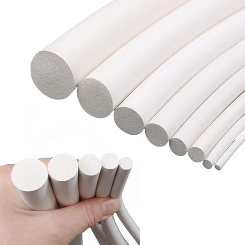 Estresen Bande d'étanchéité ronde en mousse de silicone de 15 mm de diamètre x 5 m de long, bande blanche solide douce et durable pour joints de bricolage, tampons, tubes en mousse, travaux manuels