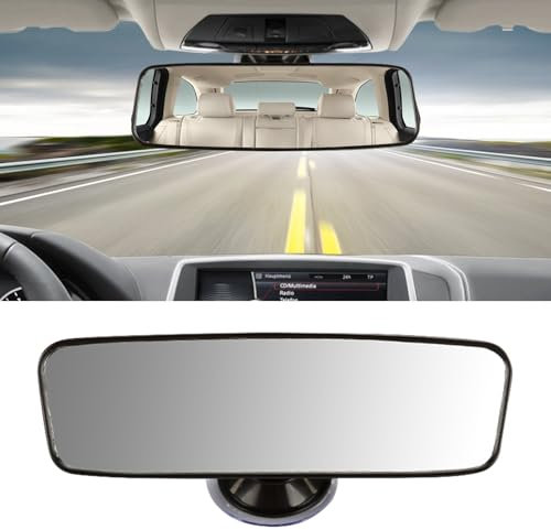 Rearview Mirror, Universal Anti-Glare Learner Coach Mirror, High Definition Flat Rearview Mirror, Adhesive In-Vehicle Suction Cup Auxiliary Reversing Mirror for Sedans, SUVs, CRVs, Vans (200 X 60mm)