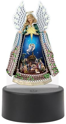 JISHSHAY Madone Diamond Painting Lampe LED Diamant Painting Lampe Chevet Peinture Diamant Veilleuse Bricolage Lumière Broderie LED Puzzle Adulte Veilleuse de Nuit Point de Croix Night Light