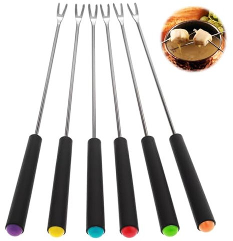 Mabor Lot de 6 fourchettes à fondue en acier inoxydable pour fromage, grill, gâteau, chocolat, viande, fruits, rôti, guimauves, dessert 23 cm