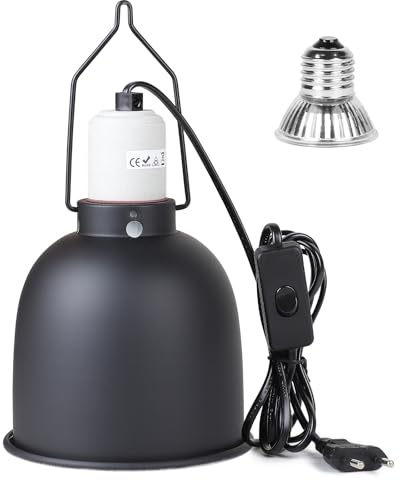 CPROSP Cupola Profonda Rettile Light Fixture E27 con 1 Lampada Riscaldante, Alluminio Rettile Lampada Riscaldante, per Tartaruga Lucertola Drago Barbuto Rettile Amphibians