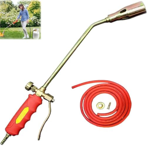 Kit bruciatore per erbacce a propano portatile con tubo flessibile, torcia a propano ad alta potenza per erbacce da giardino, tetti, ghiaccio, neve (diametro 50 mm, tubo del gas da 1,2 m)