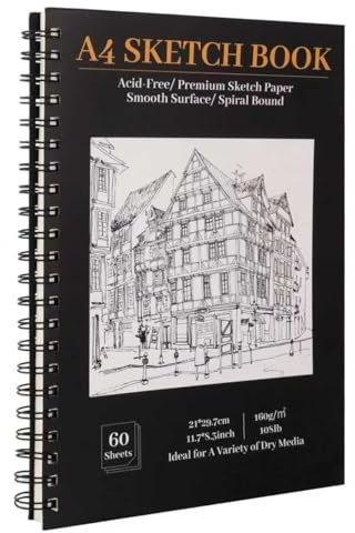 Zylota A4 Sketch Book,Spiral Bound 60 Sheets/120 Page Sketch Pad, 160gsm Acid-Free Drawing Paper, Art Sketchbook for Drawing Pad for Kids Artists & Beginners Professional Art Supplies for Adults