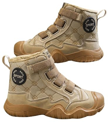 Bottes d'hiver pour enfant - Bottes de neige pour fille et garçon - Doublure chaude - Antidérapantes - Confortables - Pour trekking et randonnée, kaki, 38 EU