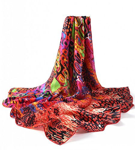 Prettystern Damen-Tuch 90X90 Malerei Inspiriertes Bunt Modern Grafik Kunstdrucke Quadratische Seiden-Tuch - Rot P859
