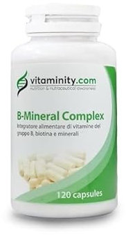 Vitaminity B-Mineral Complex, Integratore Alimentare ricostituente multivitaminico e multiminerale, indicato nei casi di stanchezza mentale e fisica - Formato da 120 Capsule