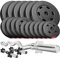 Hop-Sport Hantelset 56 kg, 1x SZ Stange, 2x Kurzhanteln, Hantelscheiben 6x5kg/4x2,5kg/6x1,25kg