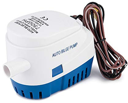 Dontmiss 750 GPH Automatic Submersible Bilge Pump, 12V Boat Bilge Pump with Float Switch, High-Flow 3-Blade Impeller, Snap-Off Strainer, 3/4 Outlet - Compact All-in-One for Boats, RV, Ponds & Pools