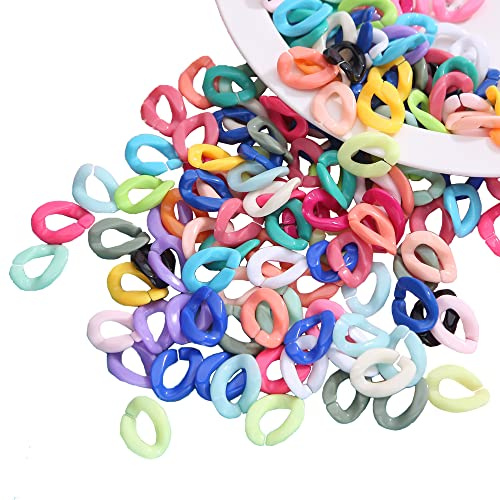 OHYER 100 Pezzi Anelli di Collegamento a Catena in Acrilico Connettori di Collegamento a Torsione Maglie di Catena di Plastica C-Clips Catena Connettore per Artigianato Fai da Te (Colore Miscela)